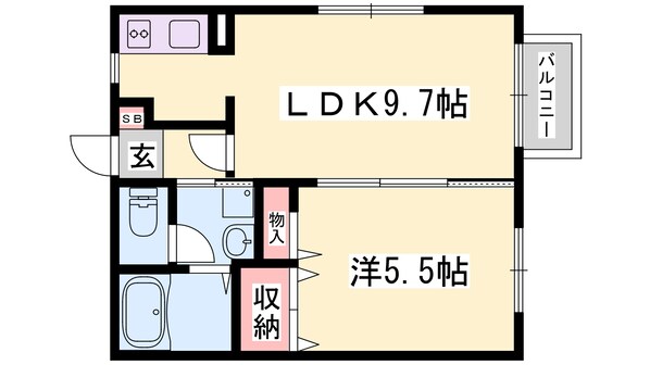 手柄駅 徒歩4分 2階の物件間取画像